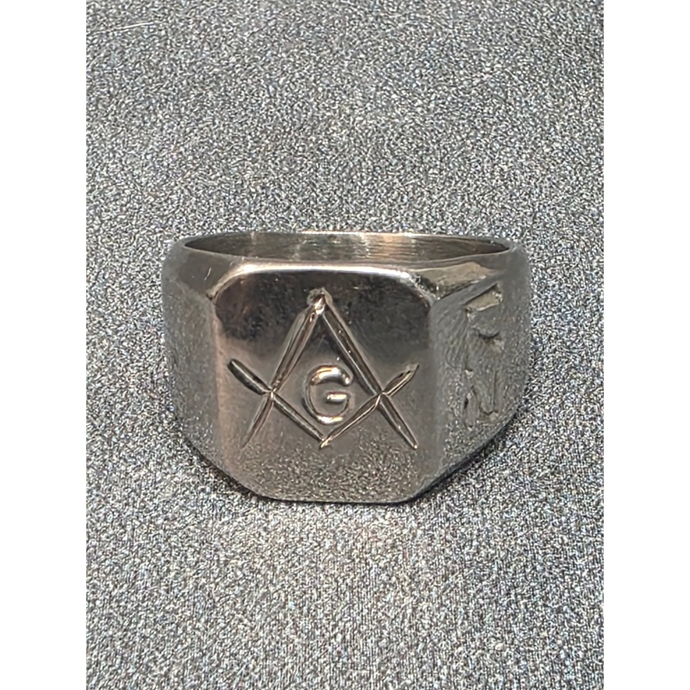 Vintage Masonic Signet Ring Silver Tone Square and Compass Lodge 271 Size 7